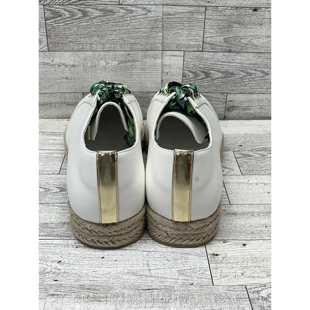 White House Black Market White Sneaker Espadrille Tropical laces size‎ 9.5 US_6